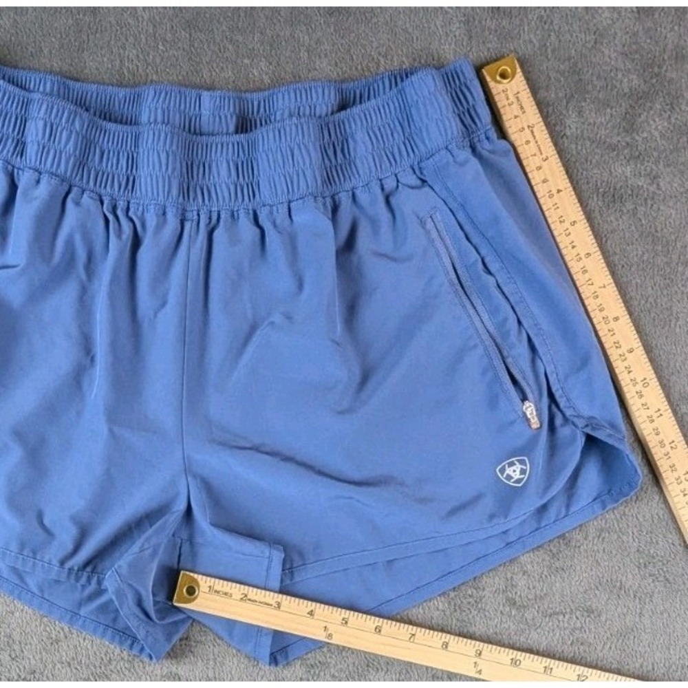 AriatTEK‎ Women's XL Blue Running Shorts NWOT Zip Pockets Elastic Waist Gym - Picture 4 of 7